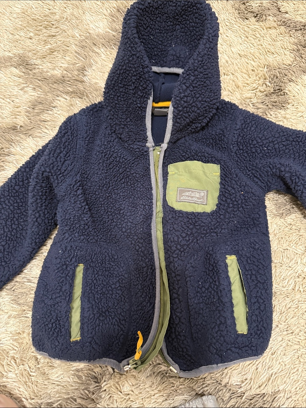 Eddie Bauer Dark Navy Toddler Fleece Jacket with Olive Accents